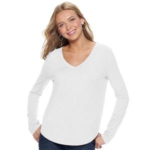 FREE w purchase, Long sleeve white V neck tee